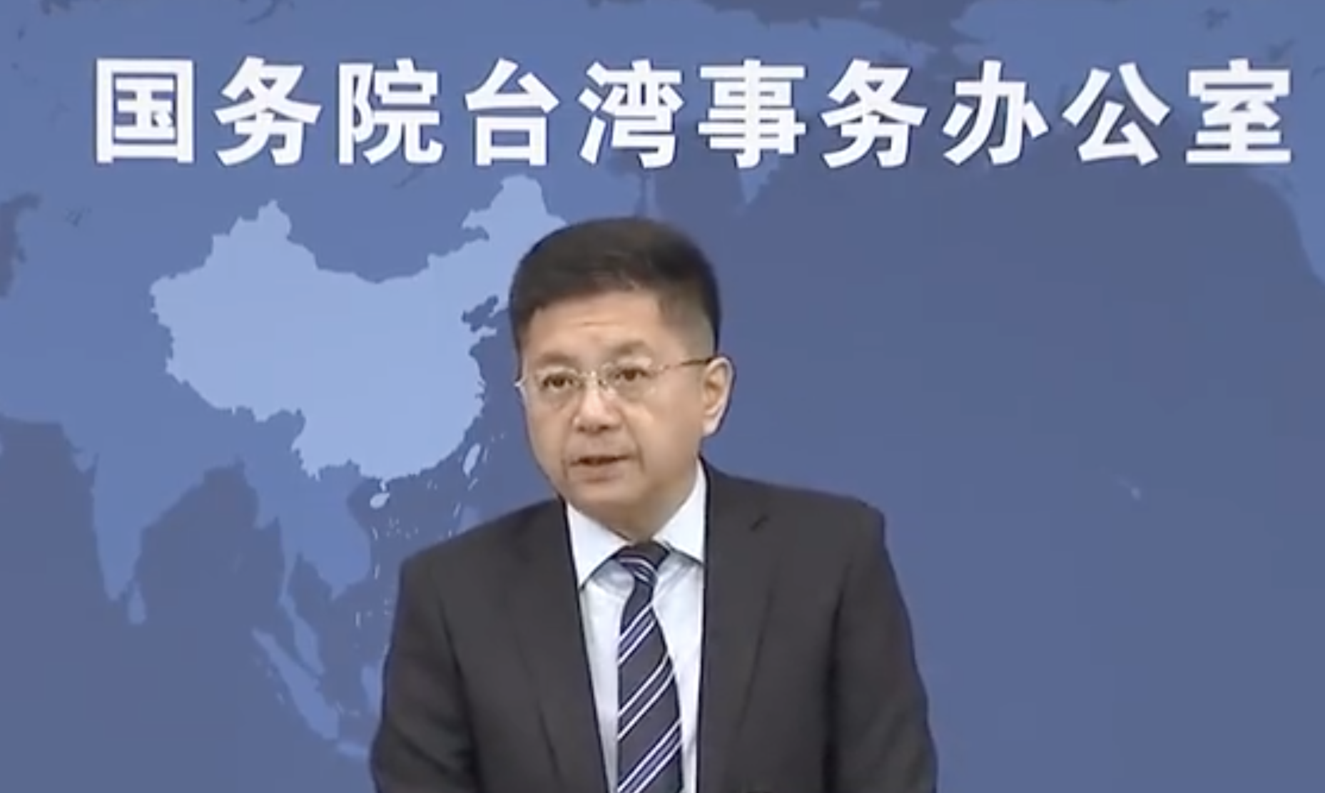 國台辦發言人馬曉光針對華視出包一事回應。（翻攝微博影片）