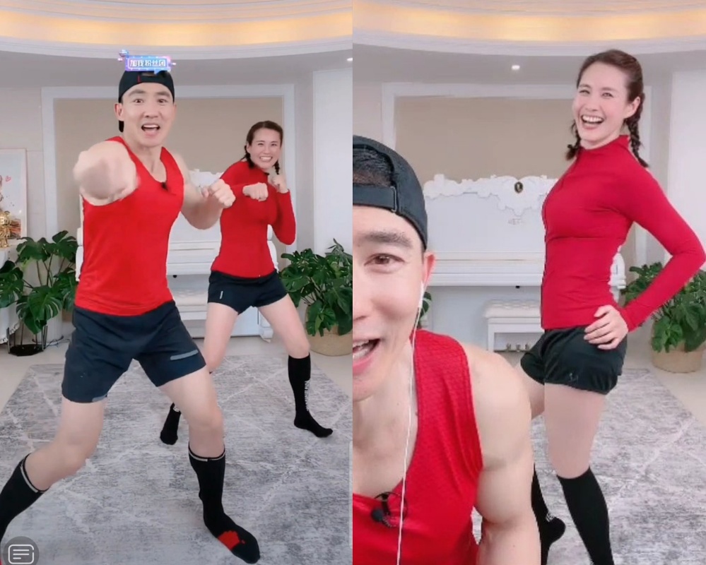 劉畊宏直播健身操成為大陸當紅現象，王婉霏受訪時說自己身材也越來越好。（截圖自劉畊宏抖音）