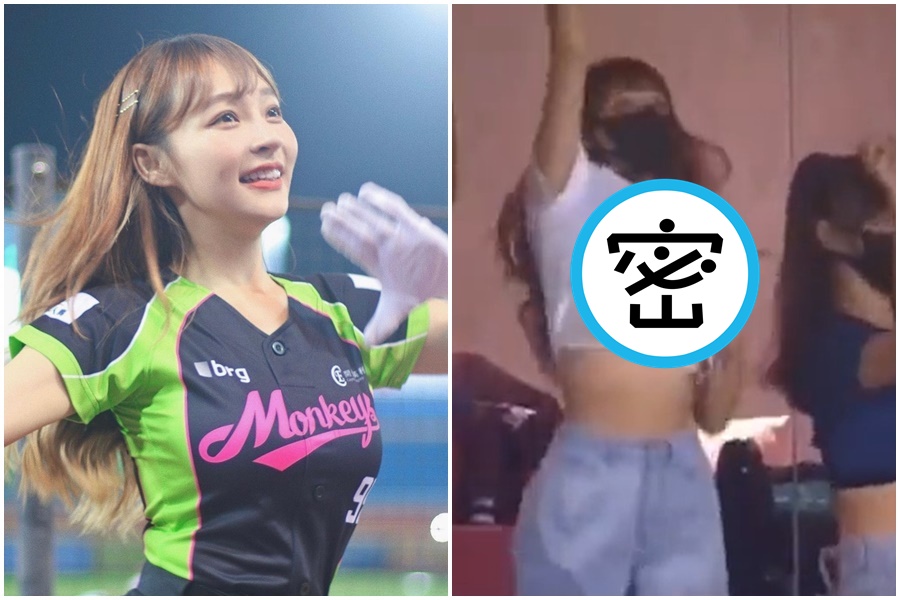 林襄場邊看球的走光畫面瘋傳，引起球迷討論。（翻攝自林襄臉書、YouTube）