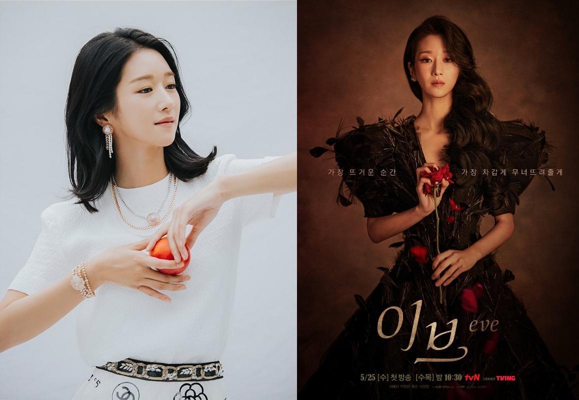 韓國女星徐睿知主演新劇《夏娃》釋出海報。（左翻攝GOLDMEDALIST IG，右翻攝tvN推特）