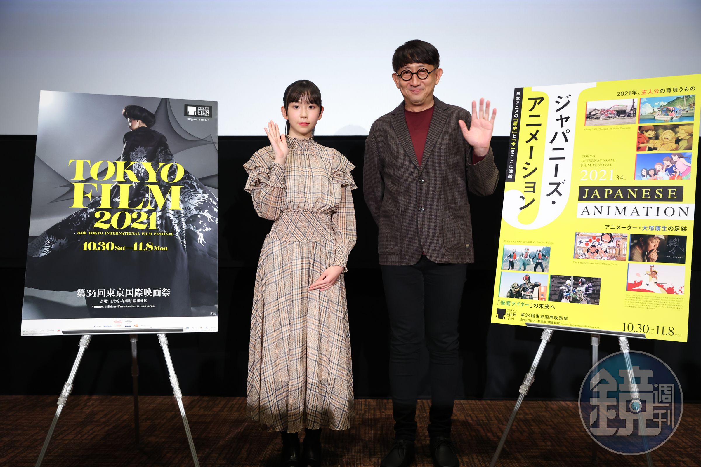 導演渡邊步（右）帶著從甄選脫穎而出的聲優石井泉（左）出席東京國際影展為作品造勢。（東京國際影展提供）