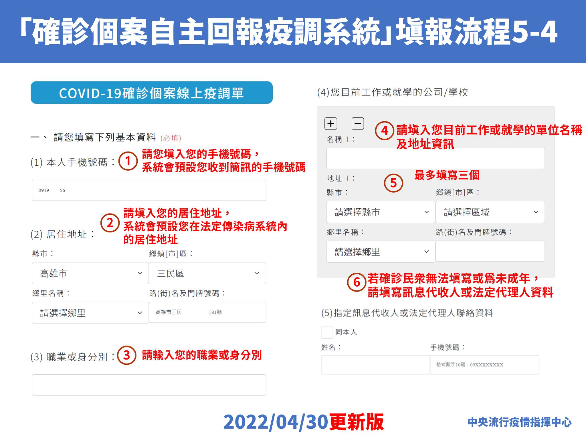 指揮中心說明確診者自主回報疫調系統。(指揮中心提供)
