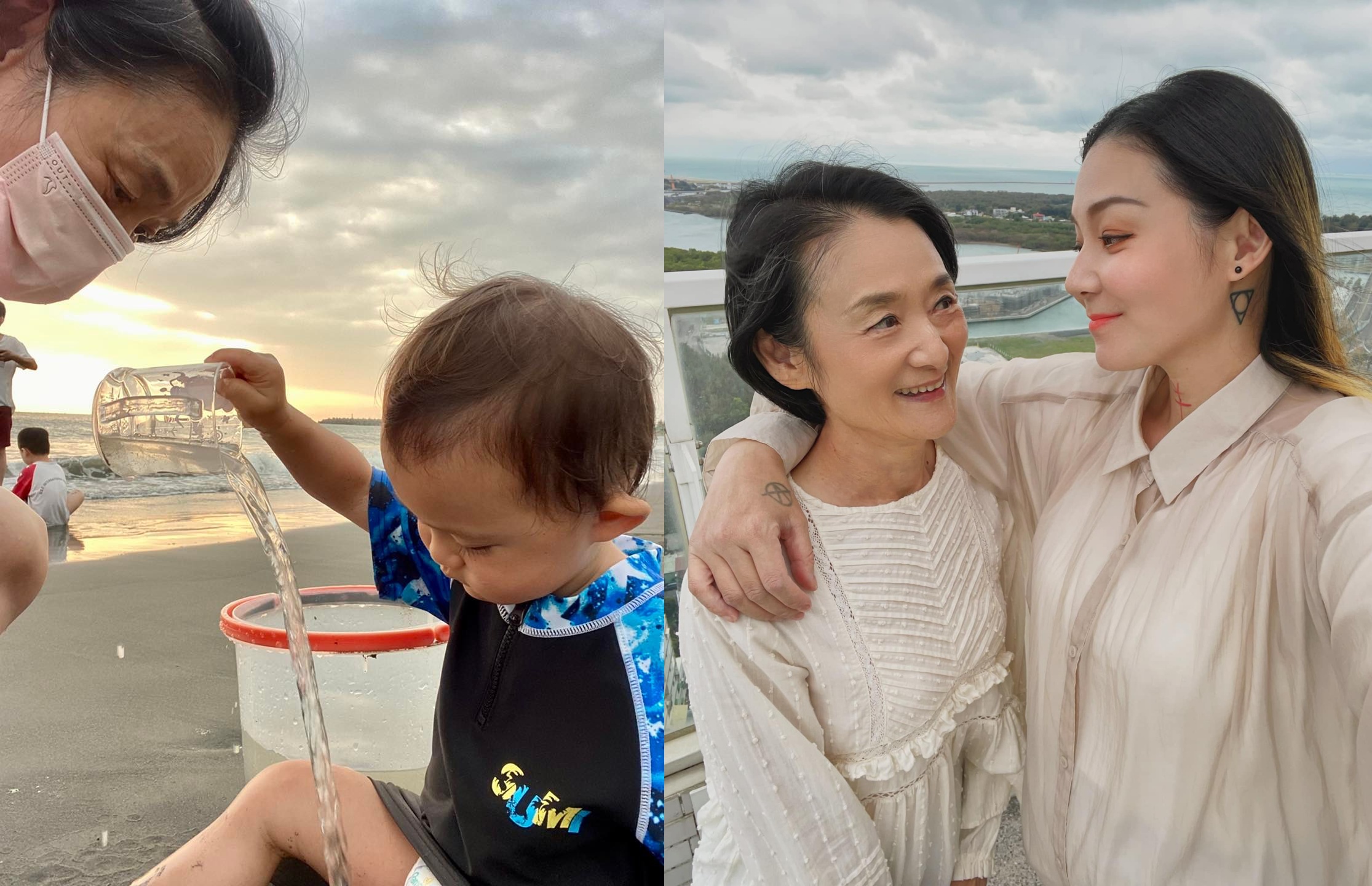 會幫忙帶新醬的譚艾珍，大智慧要女兒勿管他人批評，因為怎麼養孩子都有自己的因緣。（翻攝自歐陽靖臉書）