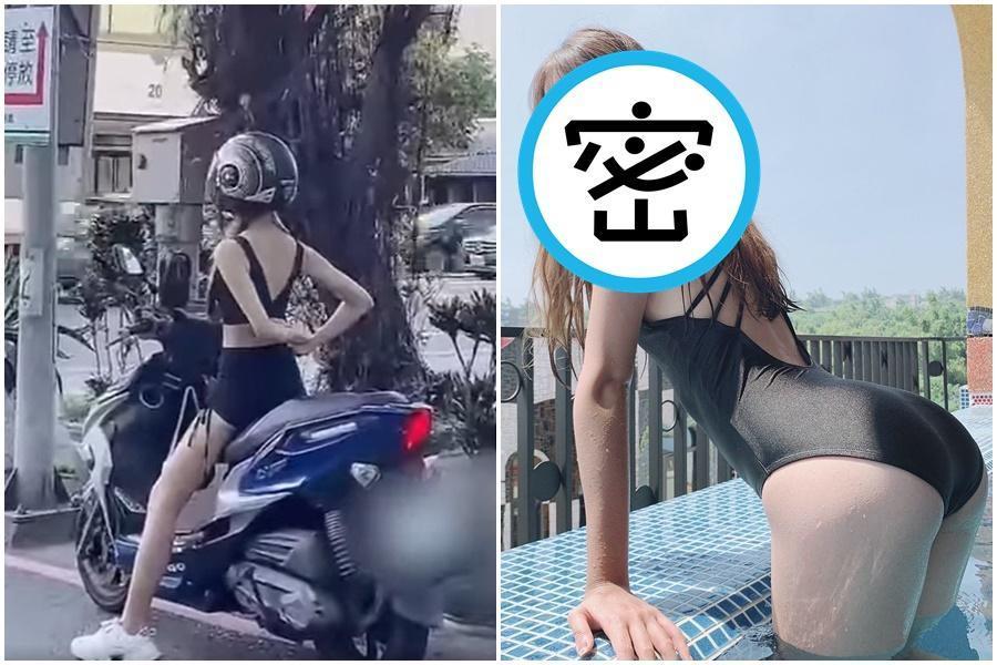 一名女騎因為在等紅綠燈時搖擺練舞,影片被網友錄下分享引起關注。(翻攝自臉書「爆廢公社公開版」、海棠IG)