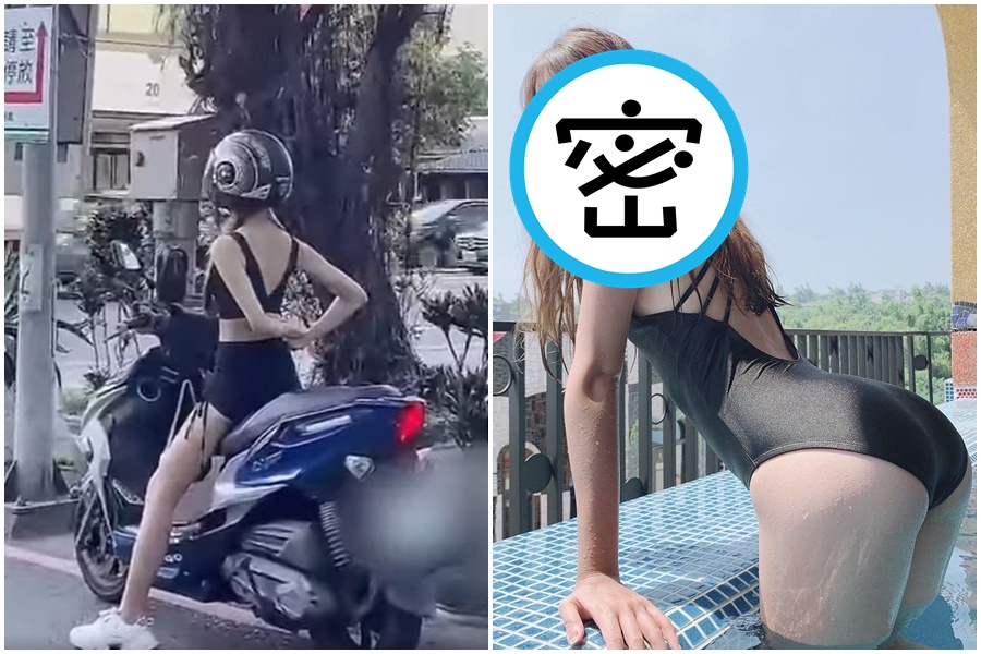 一名女騎因為在等紅綠燈時搖擺練舞，影片被網友錄下分享引起關注。（翻攝自臉書「爆廢公社公開版」、海棠IG）