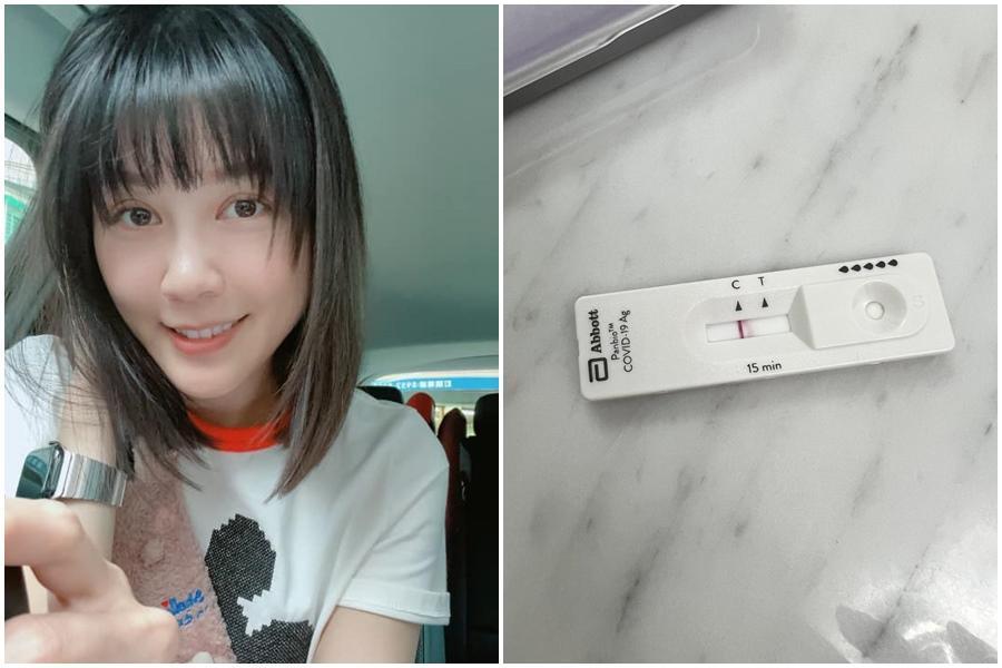 嚴立婷曬出自己快篩結果,沒想到竟出現「兩條線」,讓她嚇了一跳。(翻攝自嚴立婷 Willson & Tina臉書)
