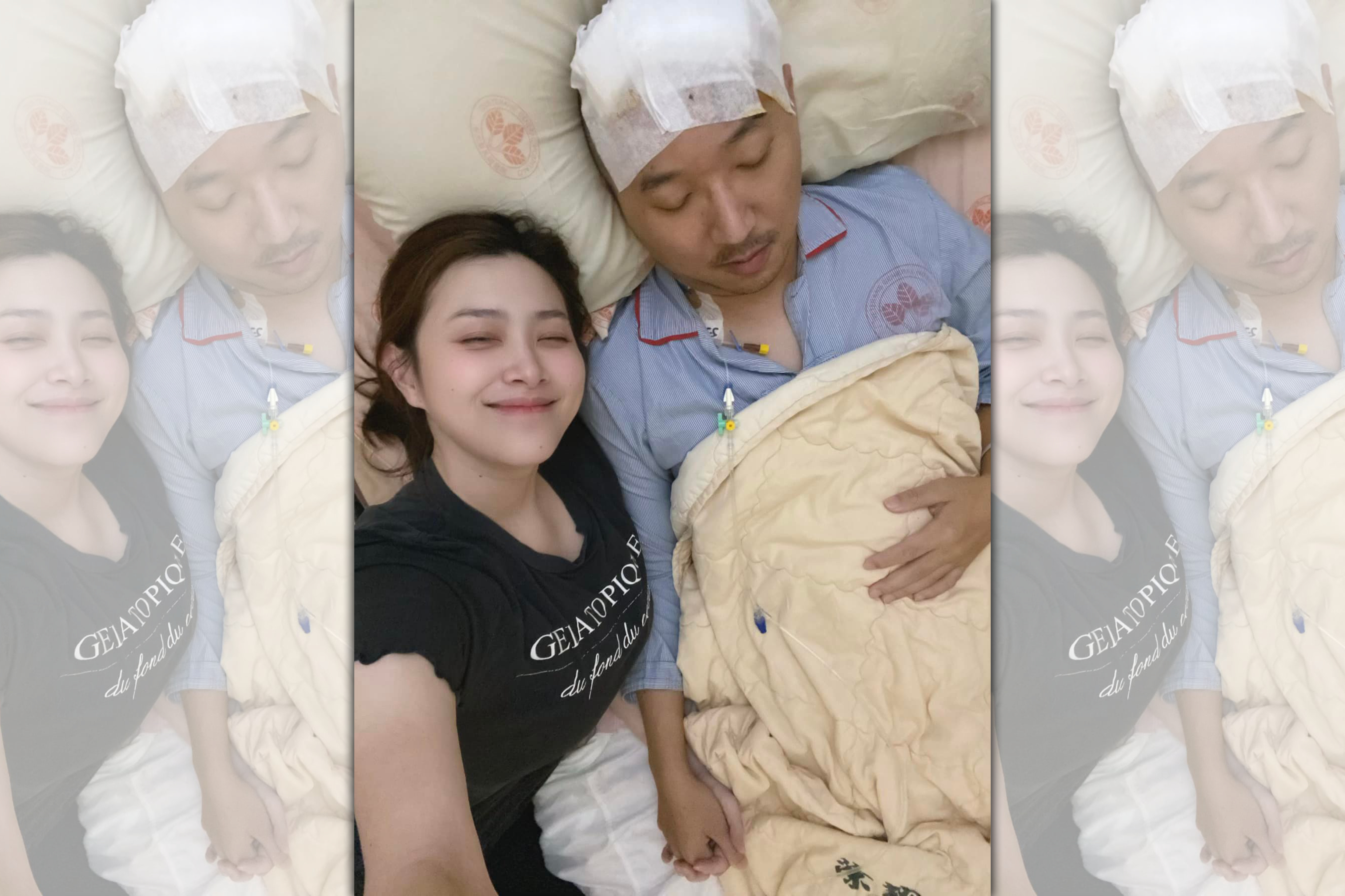 女星可藍昨在臉書透露老公4月初暈倒送醫，結果被診斷出長腦瘤。（翻攝自可藍臉書）