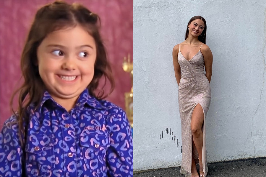 波西5歲時參加選美節目的畫面成為迷因圖(左圖),也讓她成為網路紅人。(翻攝自twitter、Marcy Posey Gatterman臉書)