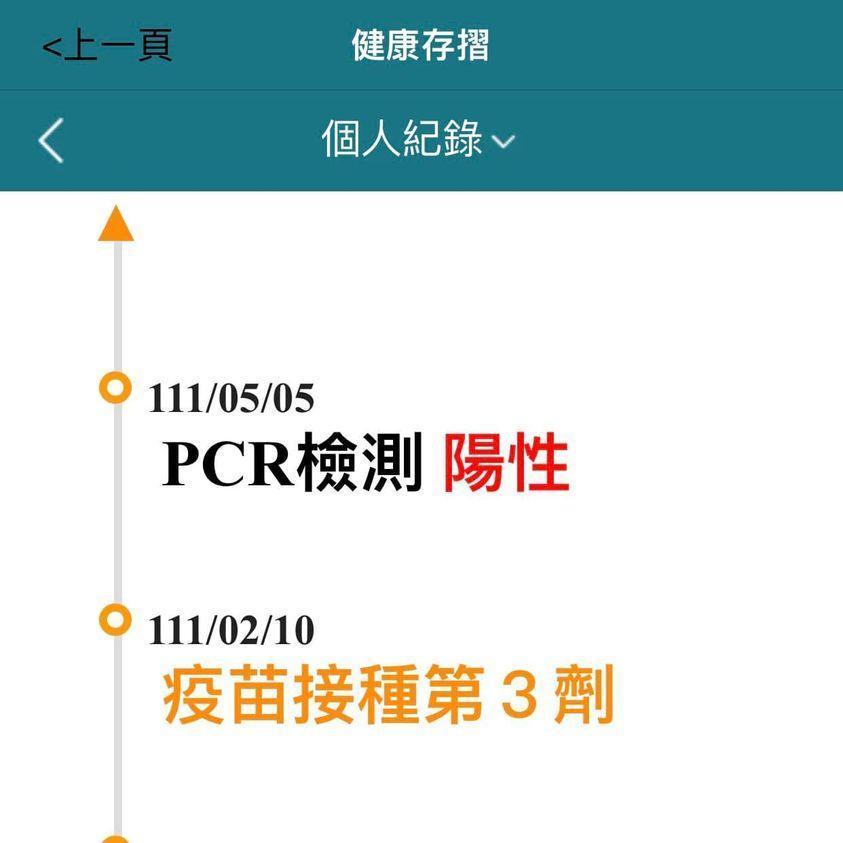 已打完追加劑疫苗的張旖旂因公確診。(翻攝自張旖旂確診)