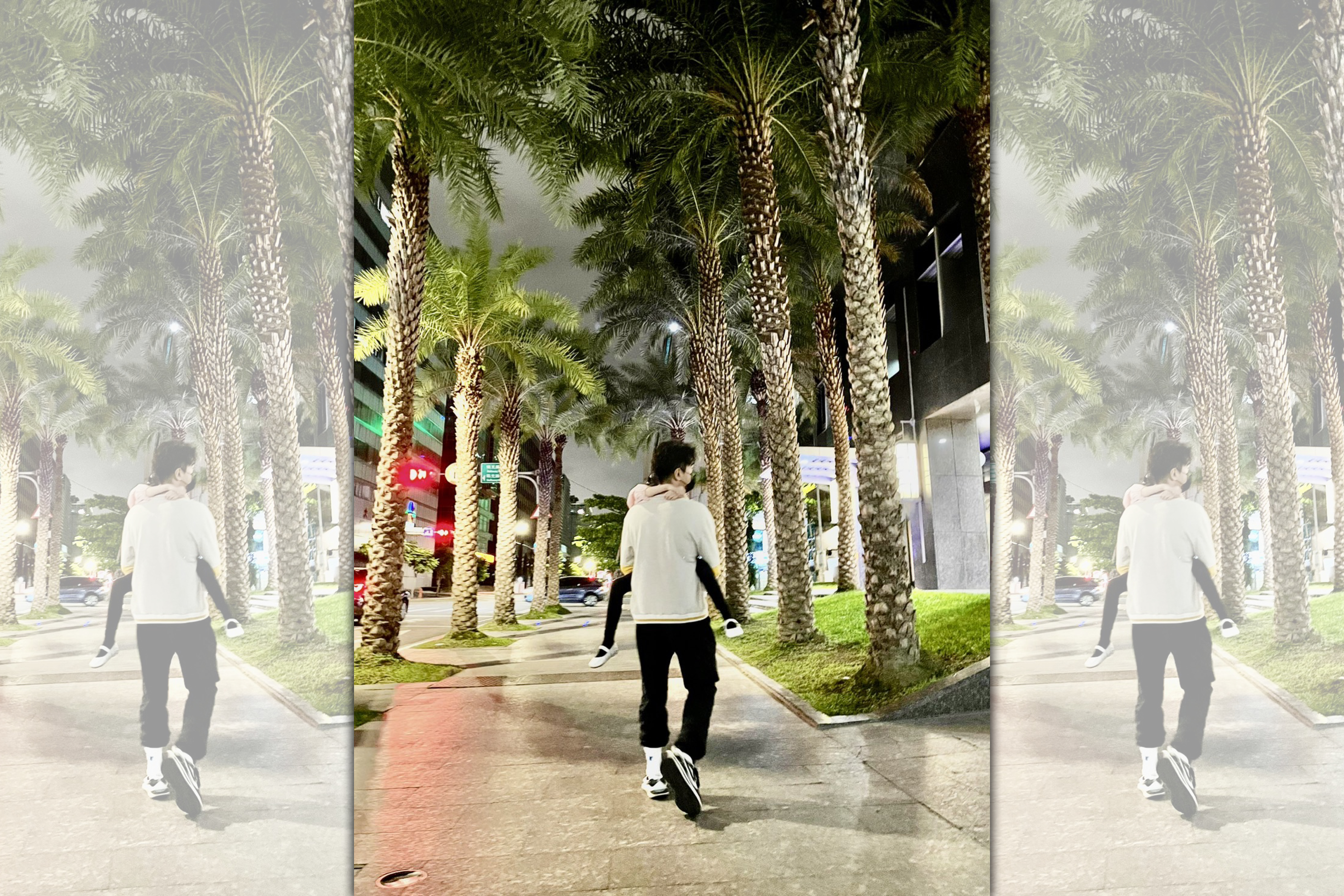 郭彥均抱著女兒繞電視台走3圈。（郭彥均提供）