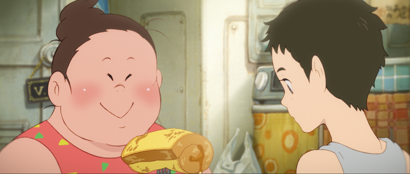 肉子一口吞下整片沾滿糖漿法式吐司。（傳影互動提供）