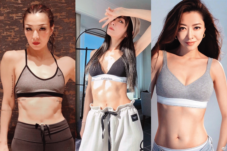 圈中幾位腹肌猛人可都是40歲以上的姐姐，她們對身材的嚴格自律管理實在令人敬佩。左起鄭秀文、謝金燕、熊黛林。（翻攝自鄭秀文IG、謝金燕IG、熊黛林微博）