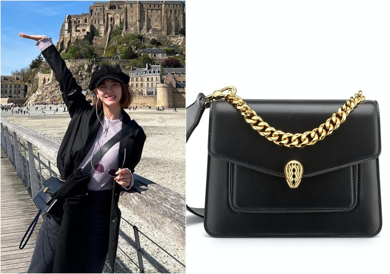 .金世正同款的BVLGARI Serpenti Forever Maxi Chain黑色小羊皮肩背包。NT$89,700(寶格麗提供)