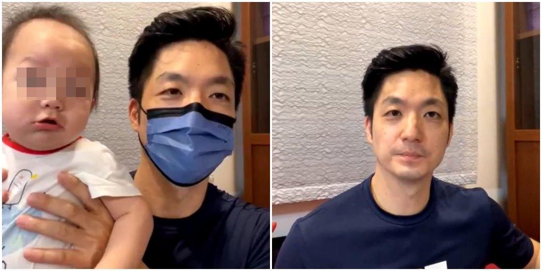 蔣萬安在直播中帶9個月大的小兒子出鏡。（翻攝蔣萬安臉書）