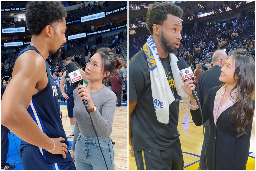 孟超擔任記者,曾訪問丁威迪(左)以及威金斯(右)等NBA球員。(翻攝自chao__meng IG)