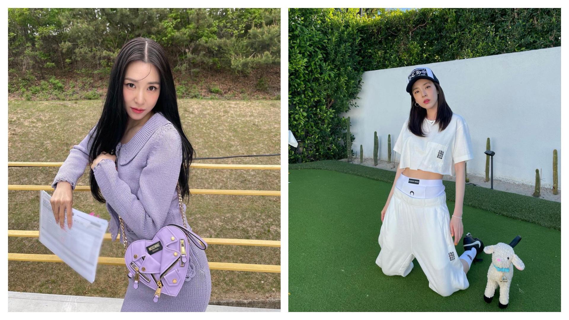 少女時代的Tiffany(左)與2NE1成員Dara(右)都在IG曬出背著超可愛MOSCHINO包包的照片。(MOSCHINO提供)