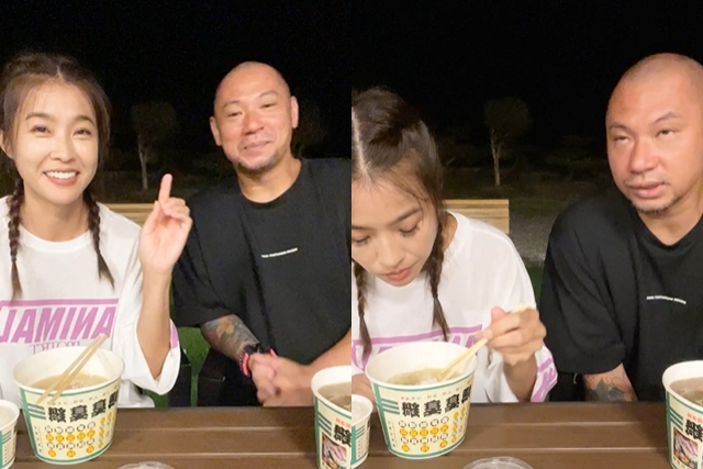 小嫻與金剛驚爆情變，男方與女方開直播證實，經紀人早前則說2人已分居。（翻攝小嫻臉書直播）