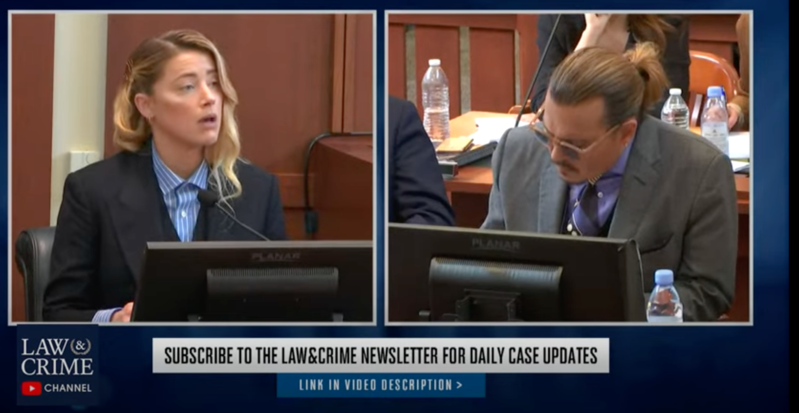 強尼戴普與安珀赫德的誹謗官司被目前進入暫時休庭，近日一張女方受傷照流出，再度引發話題。（翻攝Law&Crime Networkd官方YouTube頻道）