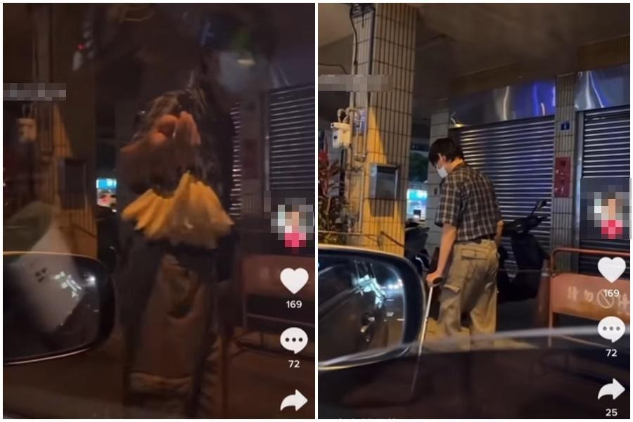 一名男子拍攝欺負賣玉蘭花長者的影片,引起網友們撻伐。(翻攝自爆料公社臉書)