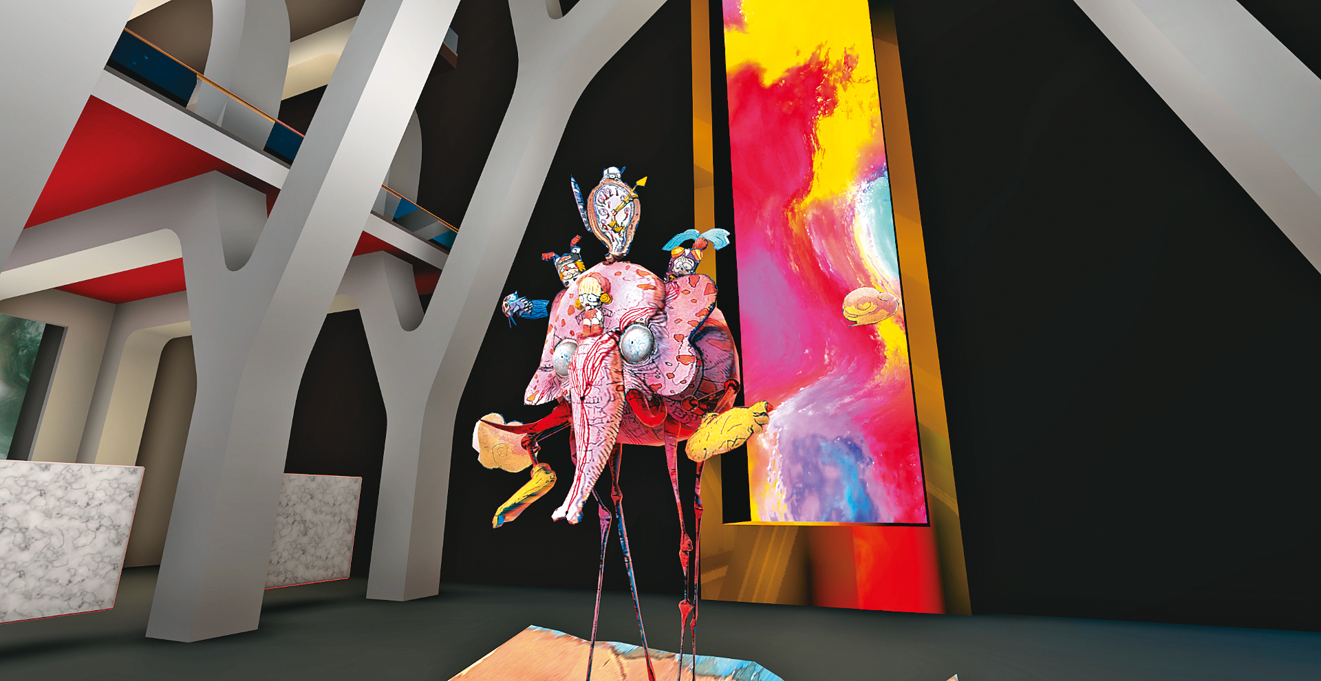 天野喜孝VR美術館分為5大場館,其中之一為收藏天野喜孝80、90年代與21世紀各時期作品的「時光藝廊」。(邦鼎科技、貝殼放大提供)
