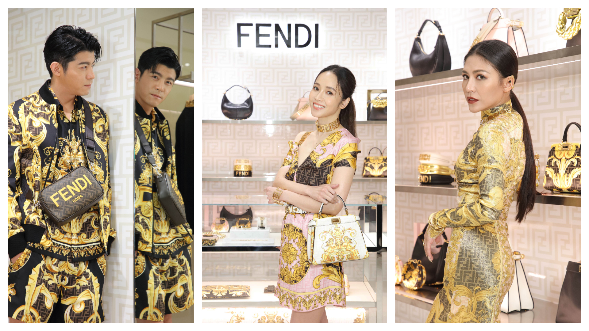 今（13日）侯佩岑、王柏傑、艾怡良齊現身台中為FENDI的Fendace系列站台。（FENDI提供）