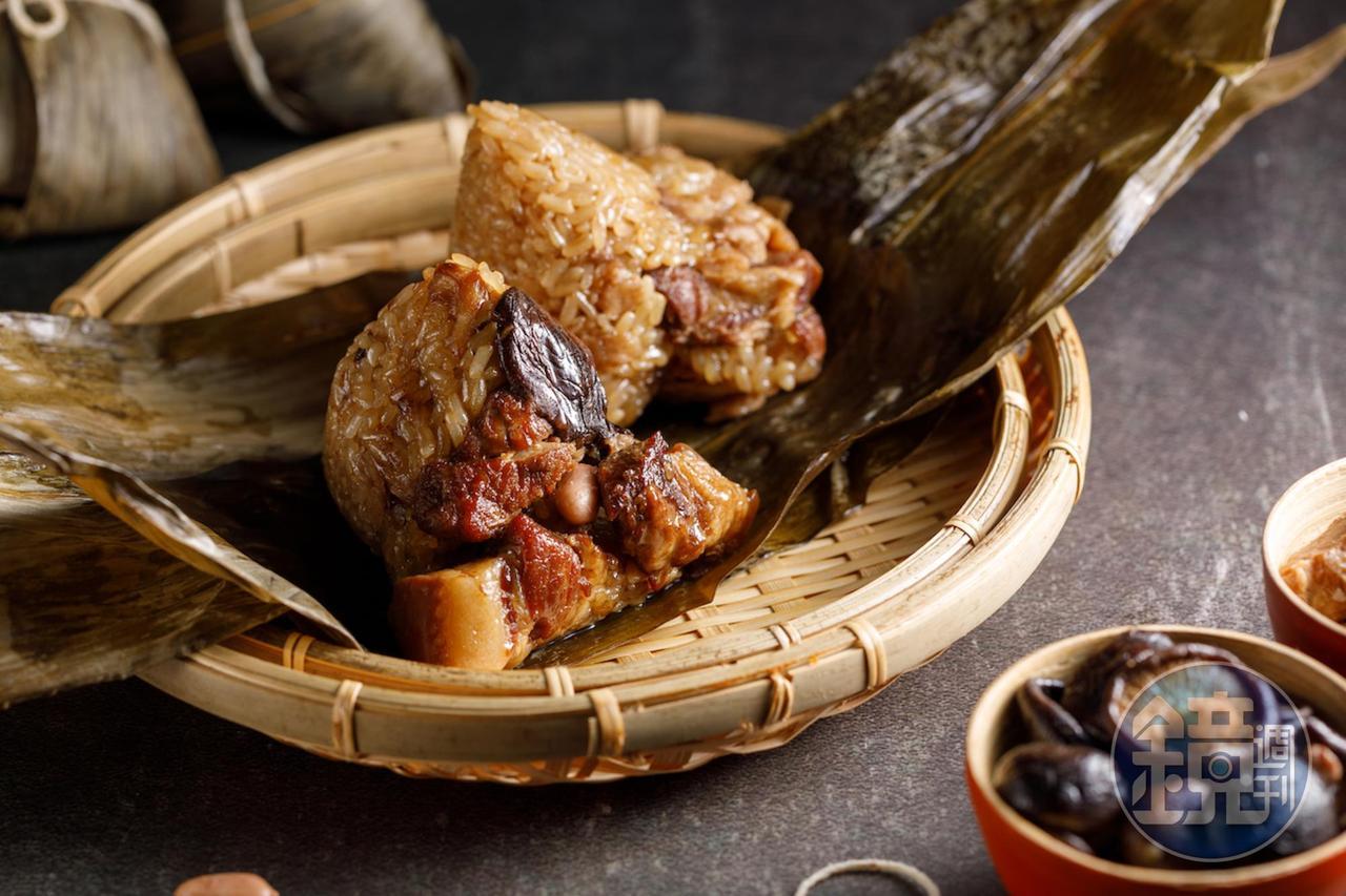 「土豆北部粽」糯米晶亮分明，內餡鹹香。（50元／顆）