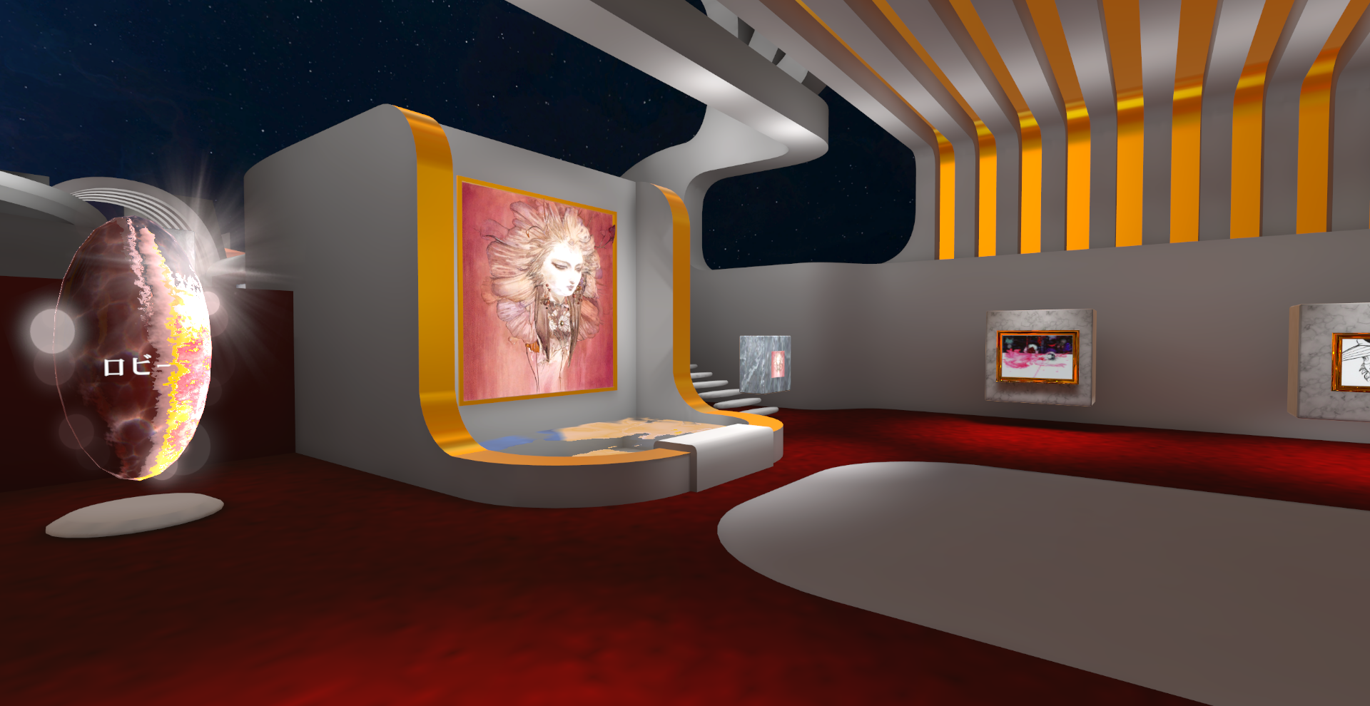 近百幅天野喜孝的畫作，在天野喜孝VR美術館3D復刻重現，圖為女孩館的《Flower Girl》以浮雕形式呈現。（邦鼎科技、貝殼放大提供）