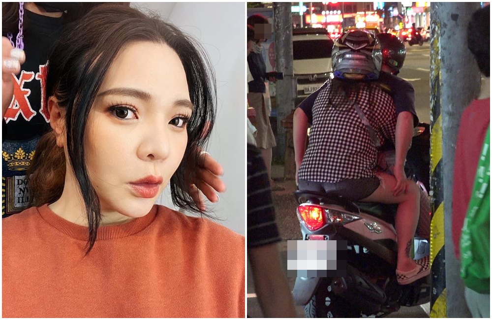 小甜甜與當時男友、現任老公騎車停紅綠燈時，雙手曾在小甜甜大腿上搓揉捏個不停。（翻攝小甜甜臉書／本刊資料照）