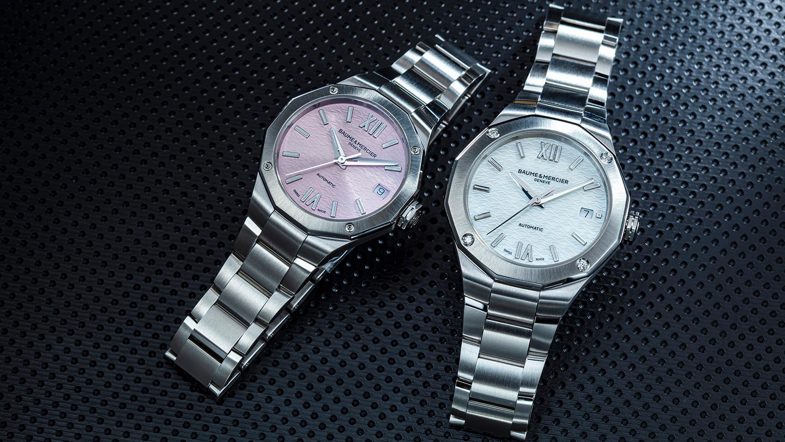 Riviera｜M0A10675（左）M0A10676（右）／錶徑33mm／不鏽鋼材質／時、分、秒、日期指示／自動上鍊機芯／動力儲存約38小時／防水50米／參考售價NT$ 81,400（左）、NT$ 101,200（右）