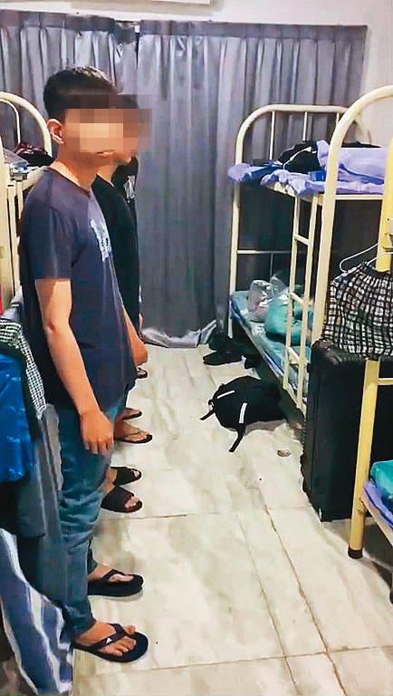 林姓被害人錄下自己與其他4人遭軟禁的影片，傳給母親求救。（讀者提供）