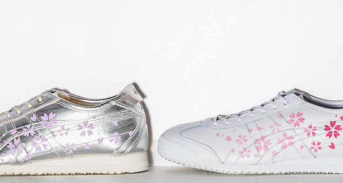鬼塚虎推出SAKURA SERIES櫻花系列女鞋，以手工繪製的鞋面展現工藝。（Onitsuka Tiger提供）