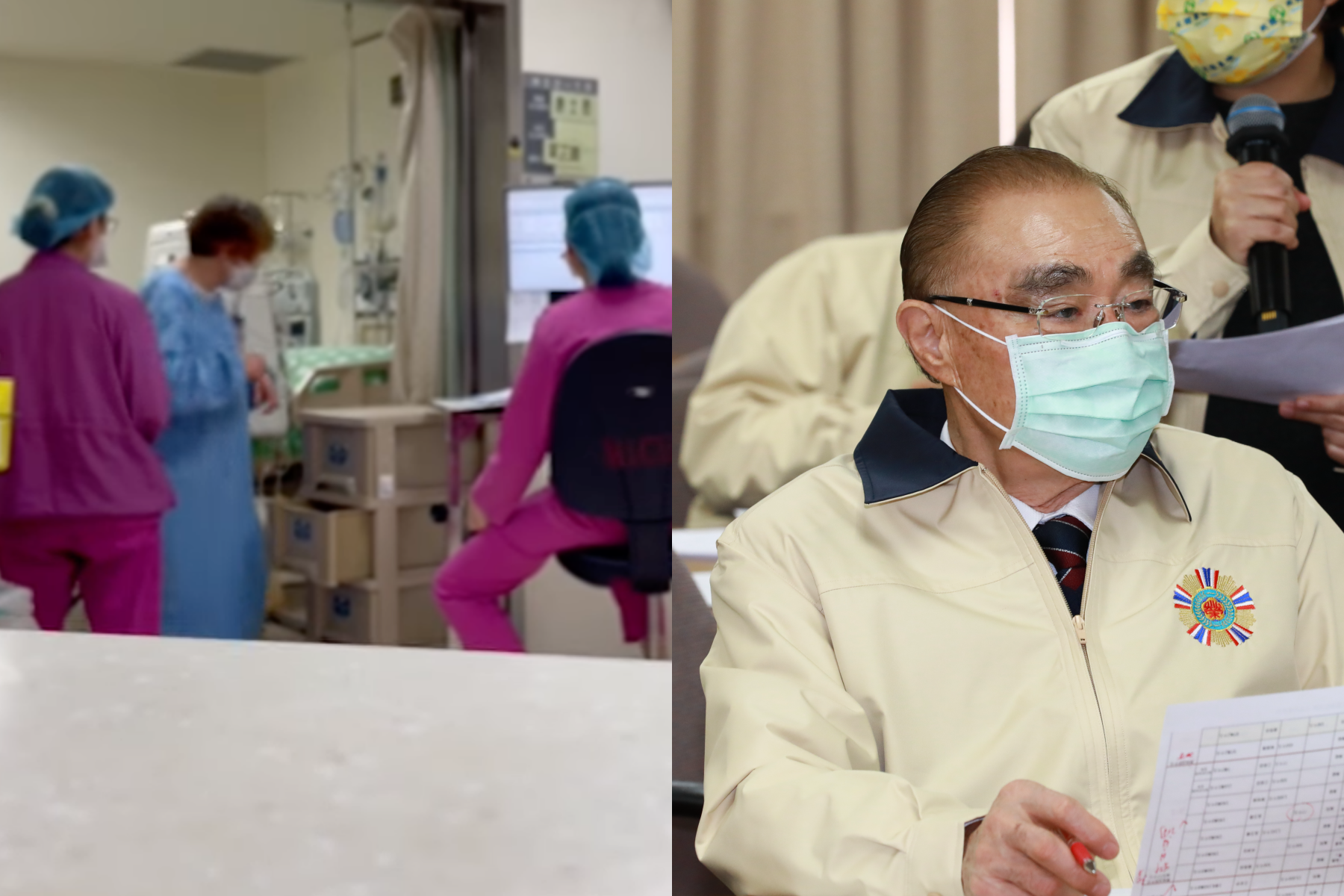 退輔會主委馮世寬（右）因為不滿退役將官配偶大罵醫護人員，在臉書留言「我還想請TMD」。（翻攝自臉書、本刊資料照）