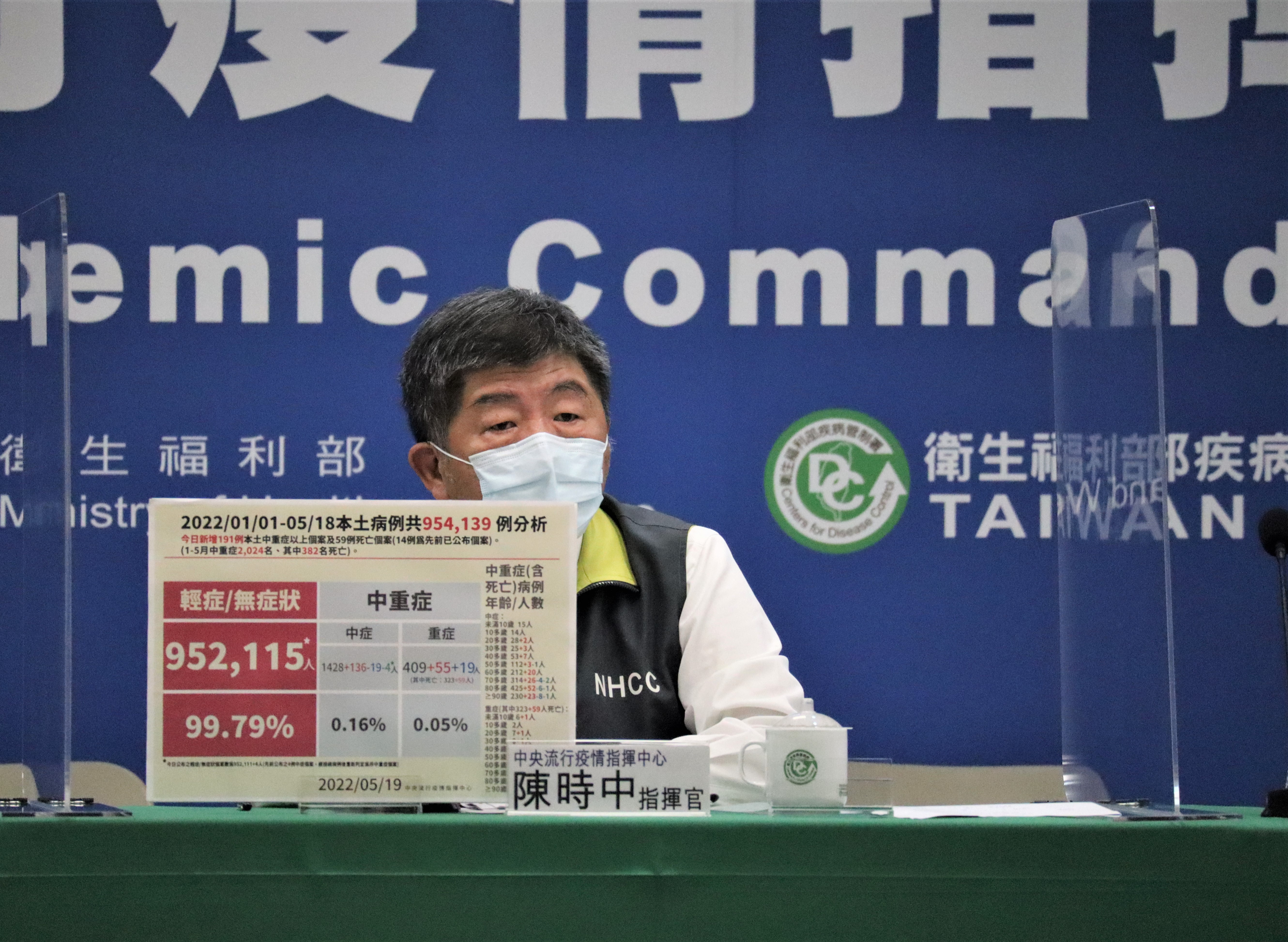 指揮中心說明最新疫情狀況。（指揮中心提供）