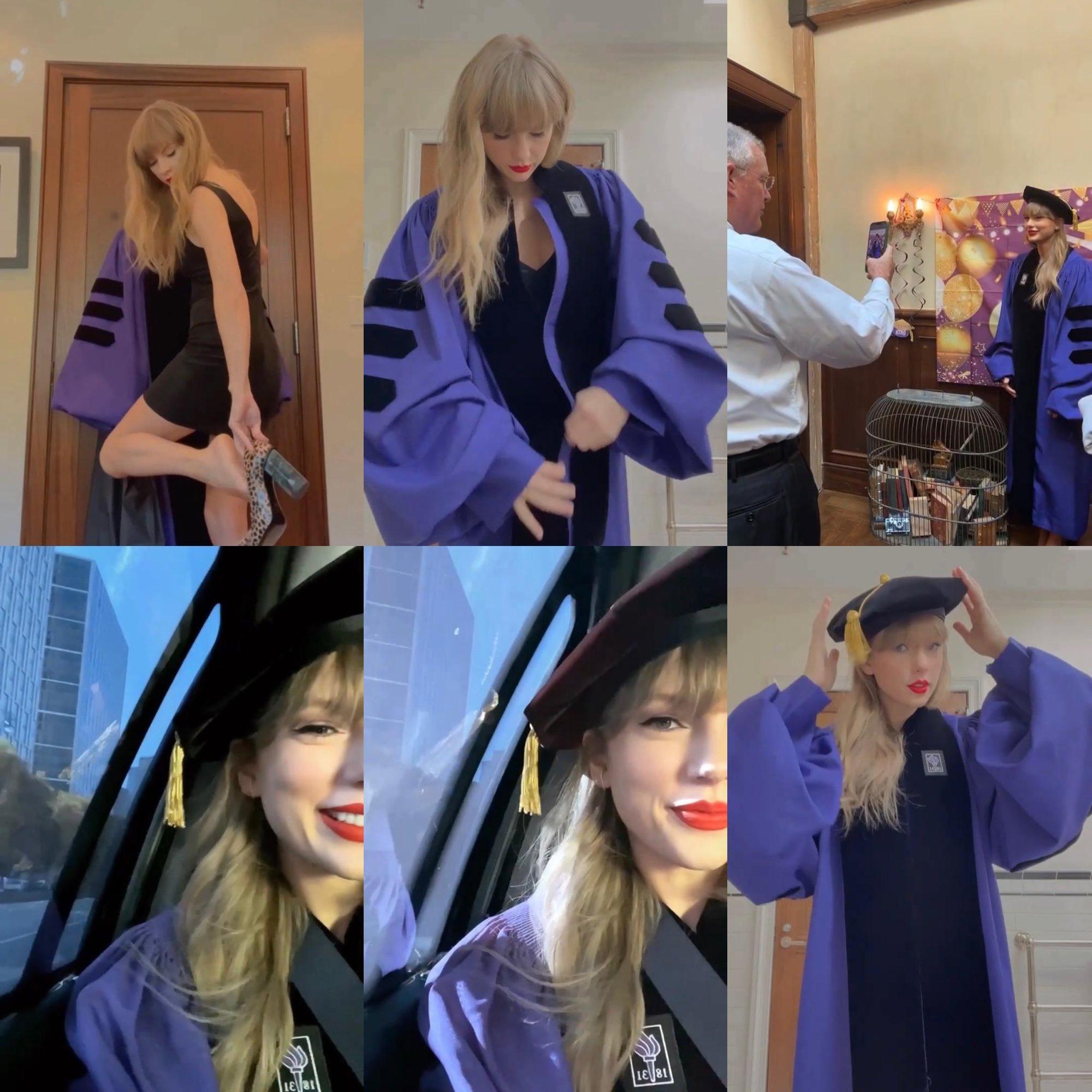 泰勒絲貼出換上學袍的影片。(翻攝Taylor Swift IG)