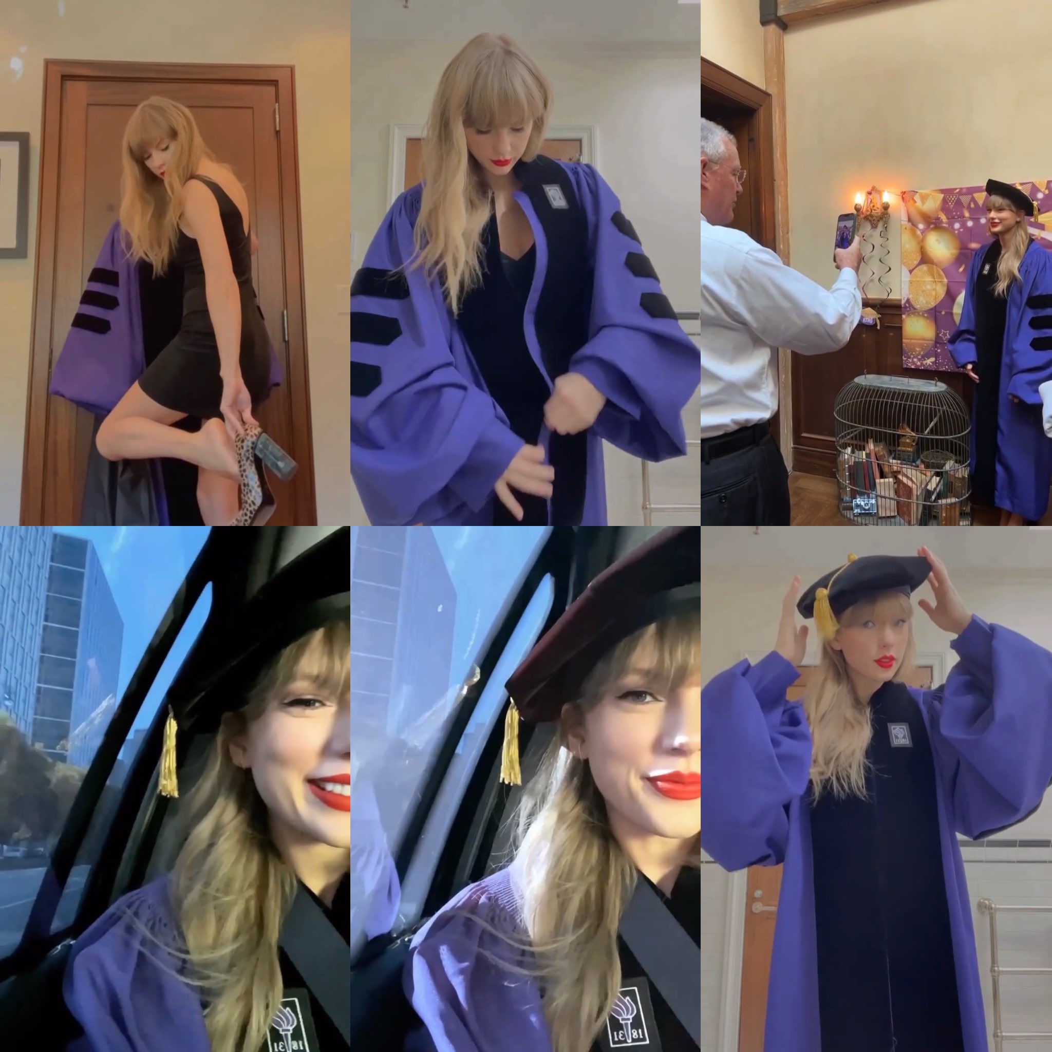 泰勒絲貼出換上學袍的影片。(翻攝Taylor Swift IG)