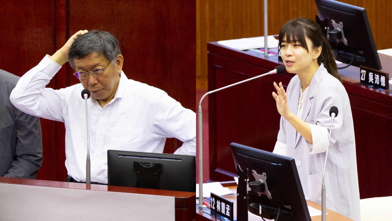 北市府身為富邦金的大股東，這次防疫險之亂也被議員林穎孟（右）等人要求出面處理。（本刊資料照）