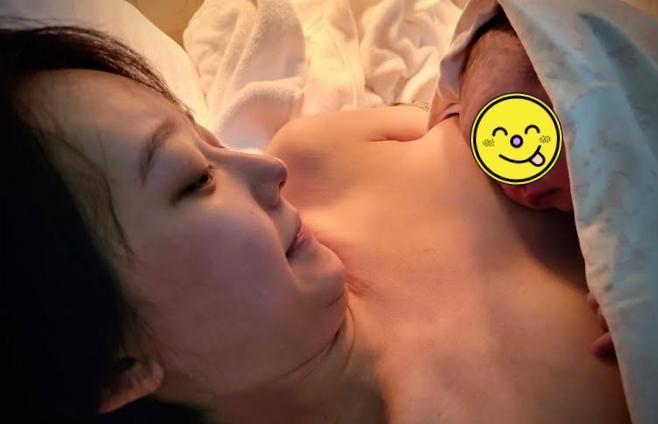 孟耿如今晚順利產下女兒「黃玉米」。(翻攝自孟耿如臉書)