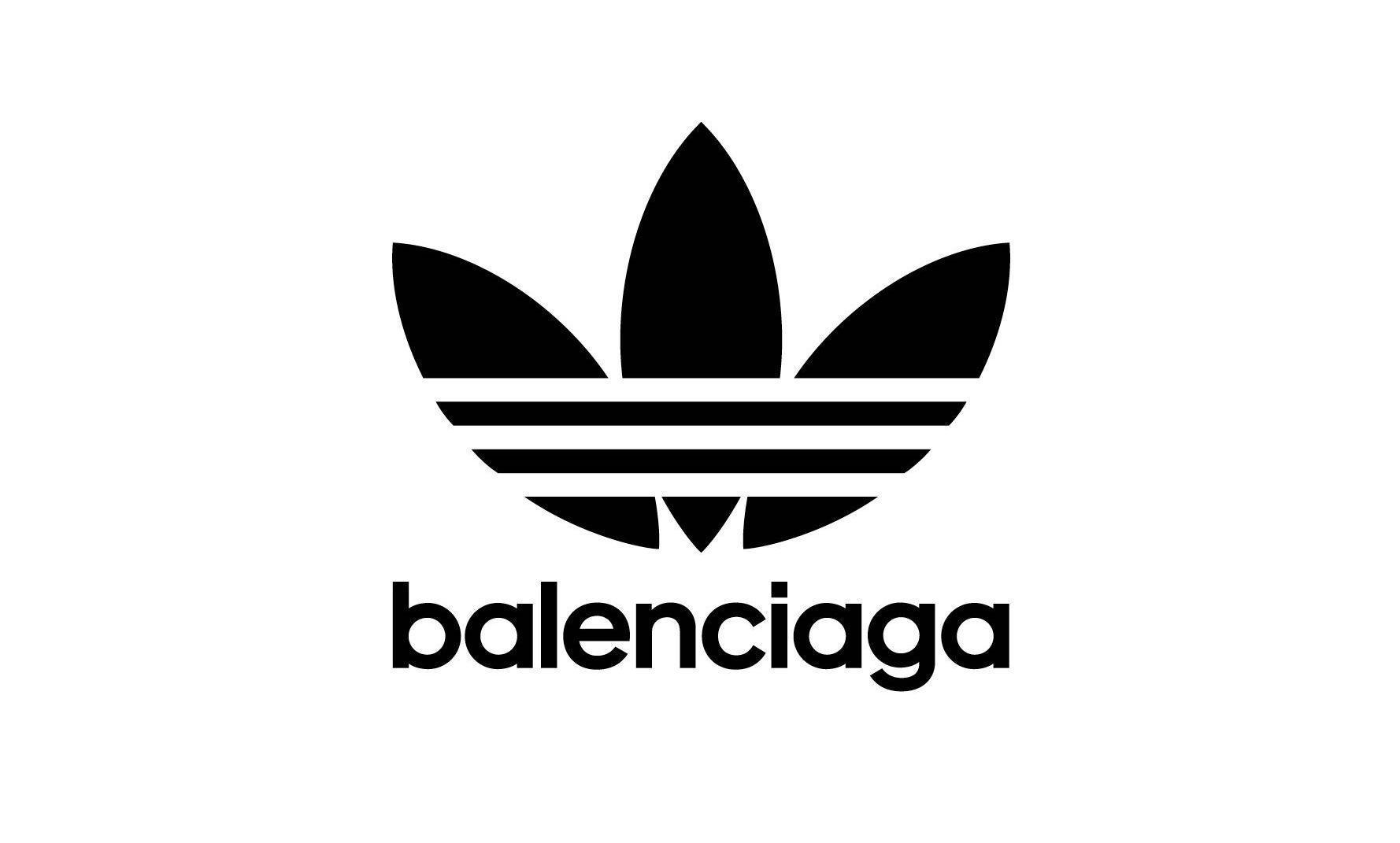 合作系列以adidas小寫字體呈現的BALENCIAGA標識,上方則標有adidas的運動風徽標或三葉草徽標。(BALENCIAGA提供)