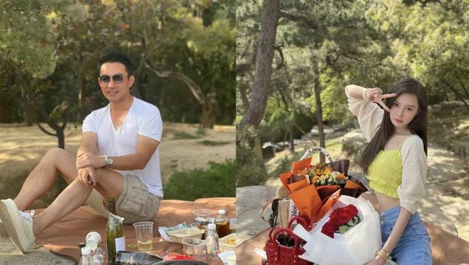 汪小菲和張穎穎的照片洩出一起野餐的祕戀。(翻攝自微博)