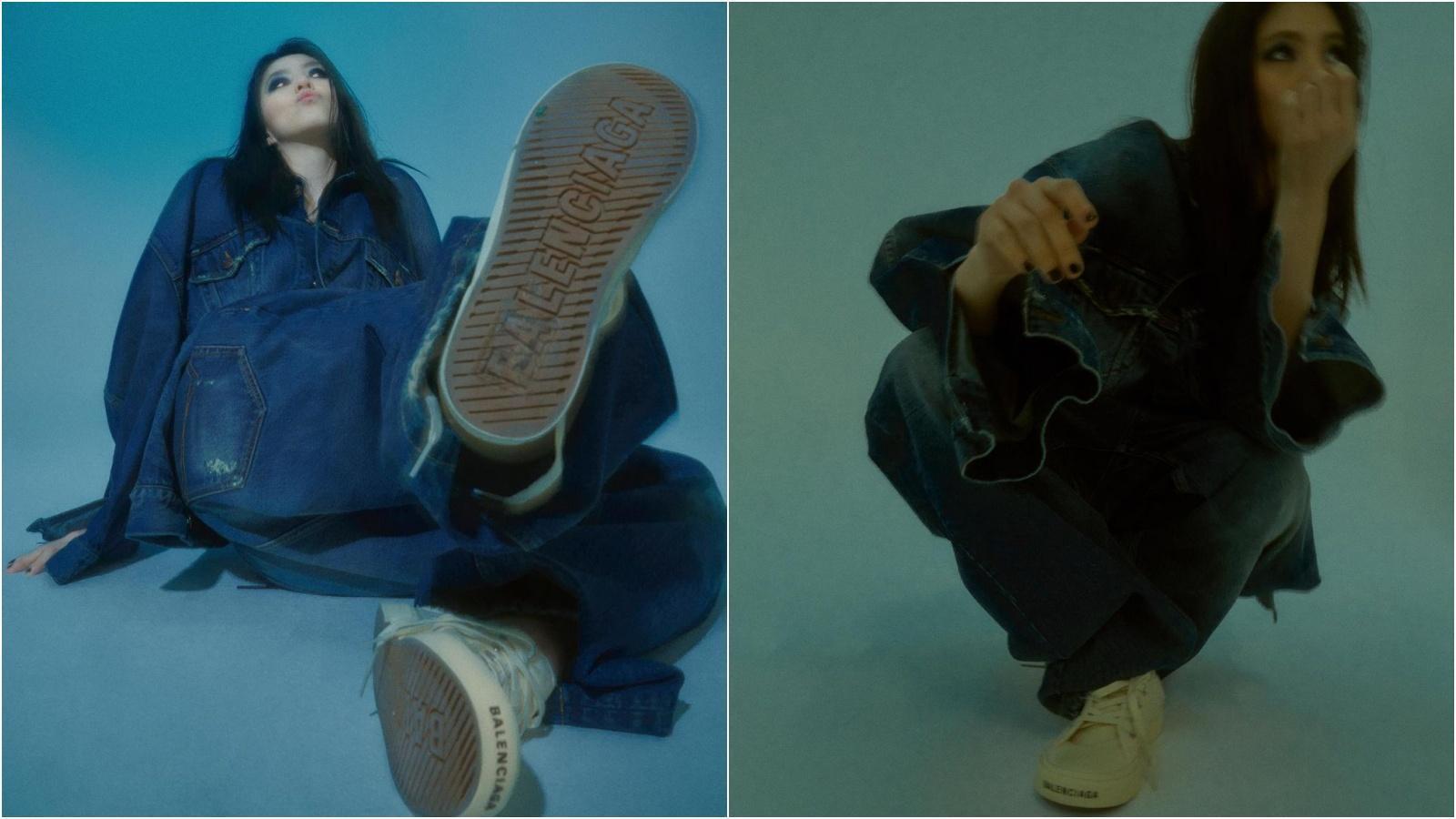 有韓國「最美小三」之稱的韓韶禧已穿上BALENCIAGA仿舊Paris顛覆她過往的性感形象。(翻攝自韓韶禧IG)