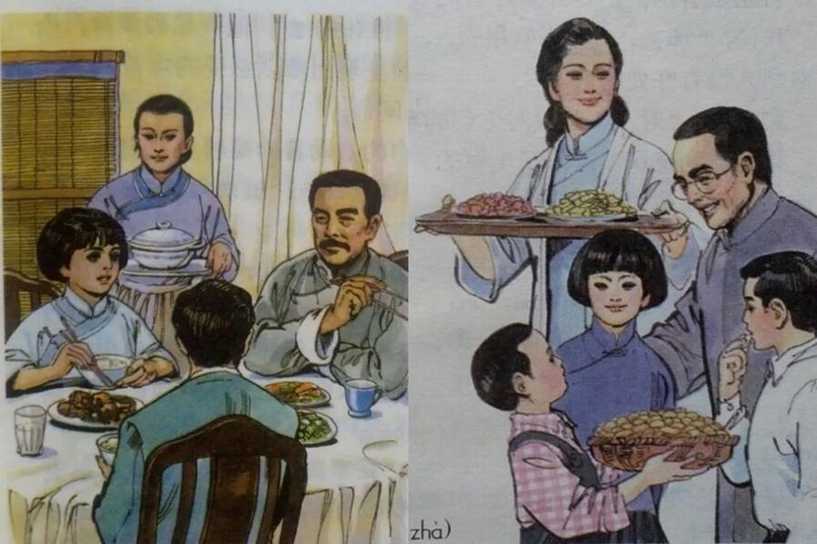 許多網友曬出以前課本的圖片，認為圖片相當精美，和人教版繪圖「天差地遠」。（翻攝自微博）
