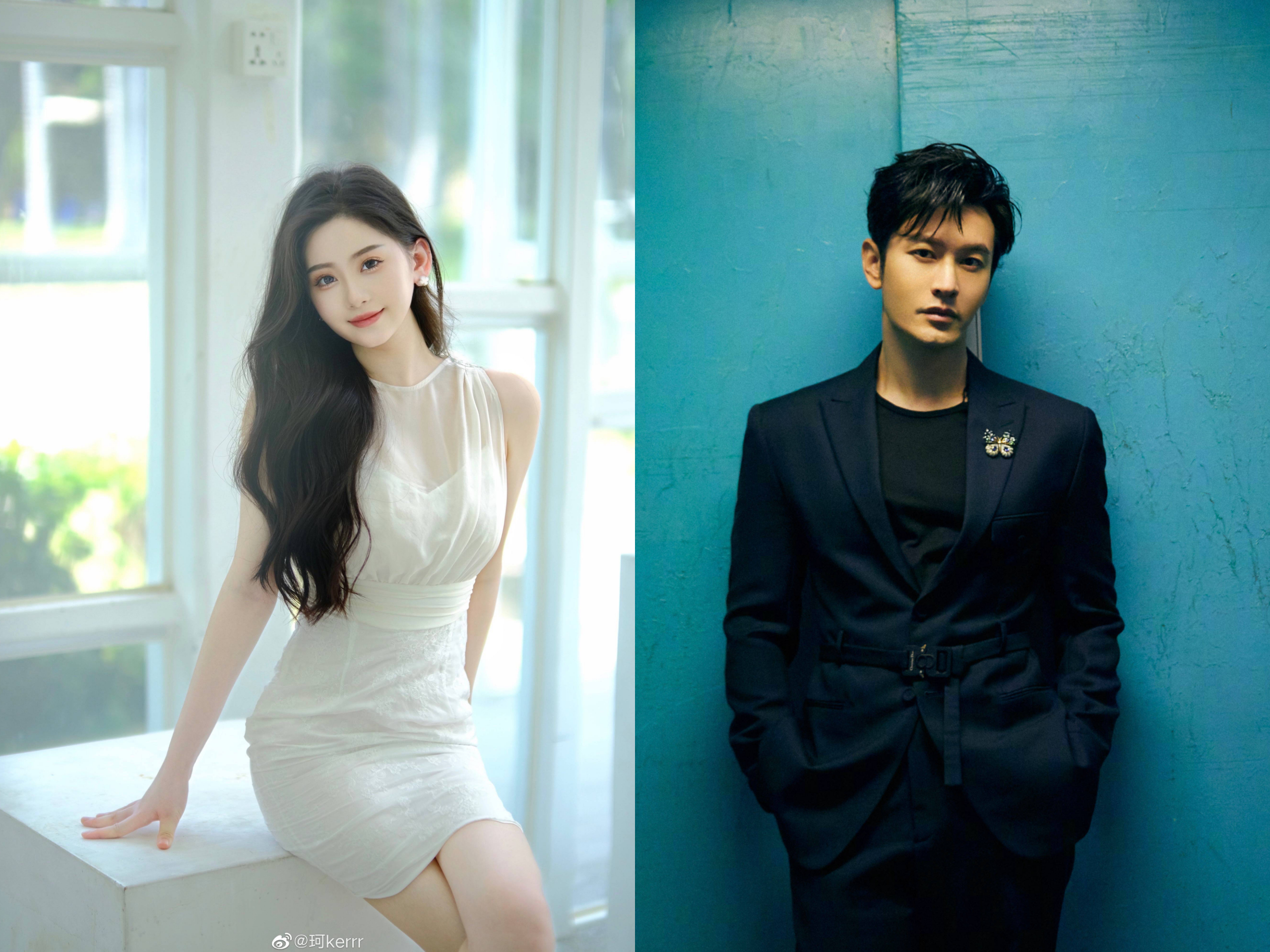 黃曉明被爆新戀情，女方葉珂據悉曾是深圳大學校花，顏值身材俱佳，但她昨日曾發文否認緋聞。（翻攝自黃曉明、葉珂微博）