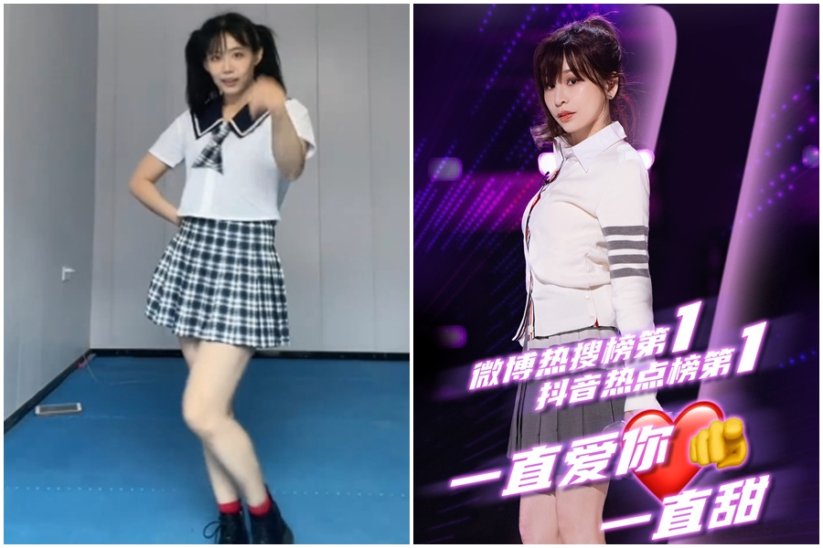 王心凌（右圖）近期參加《乘風破浪的姐姐3》翻紅，「台灣學姐」陳竹音（左圖）也跟著跳〈愛你〉。​​​（翻攝自陳竹音、王心凌工作室微博）