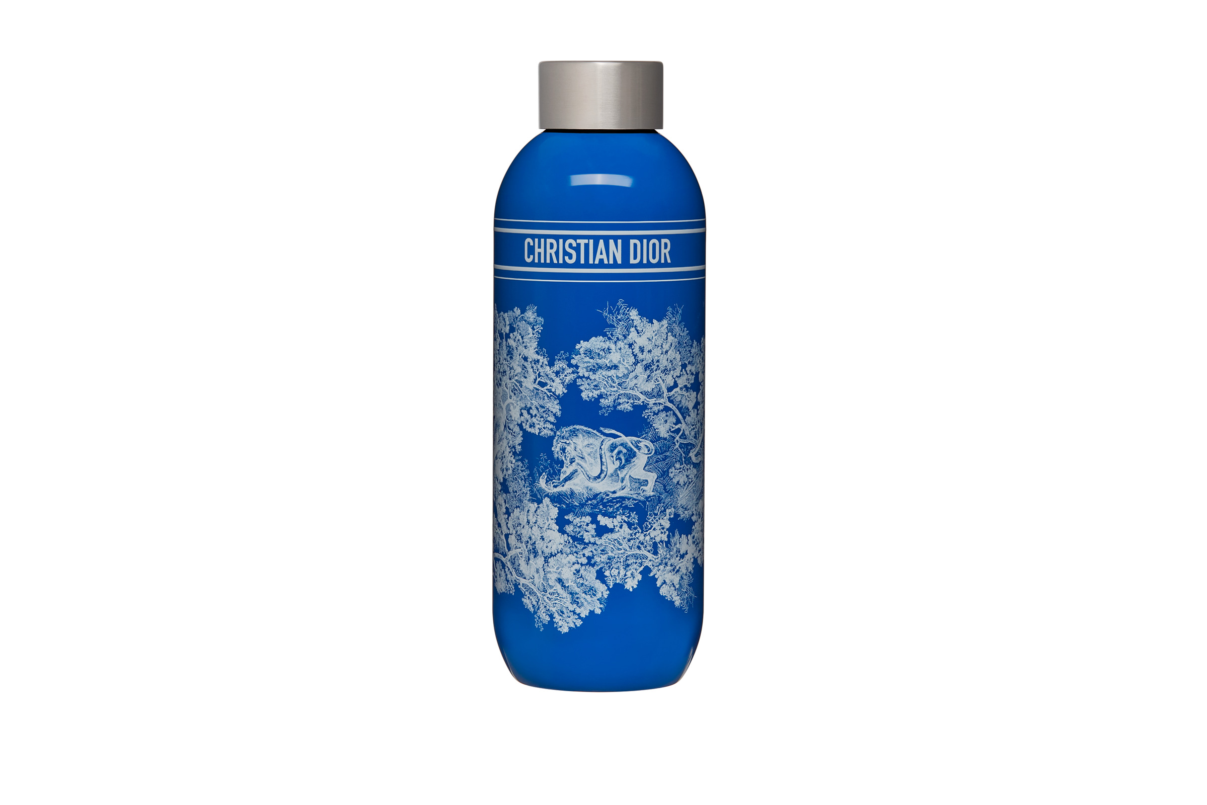 Toile de Jouy法式印花螢光藍環保水壺。NT$7,100(DIOR提供)