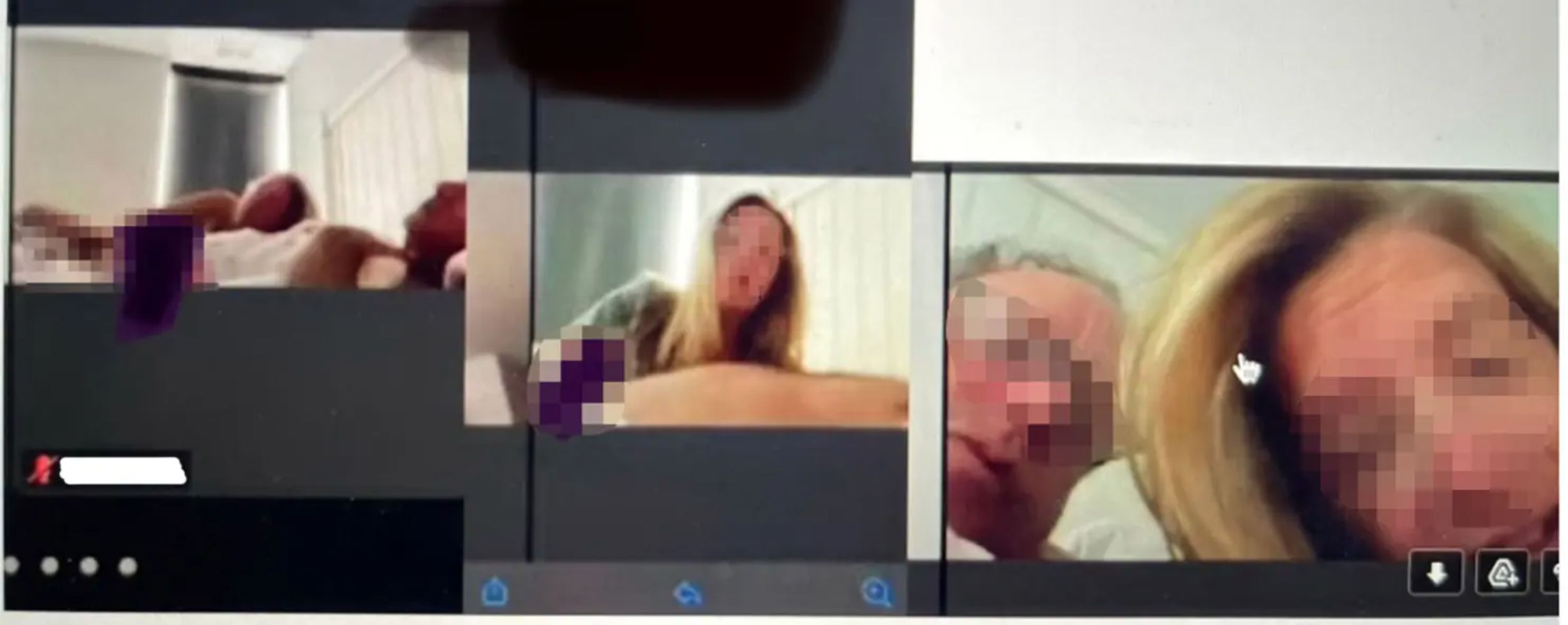 日前以線上方式舉行安息日聚會，又發生夫婦忘了關閉視訊鏡頭，直播交歡畫面。（翻攝自外媒截圖）