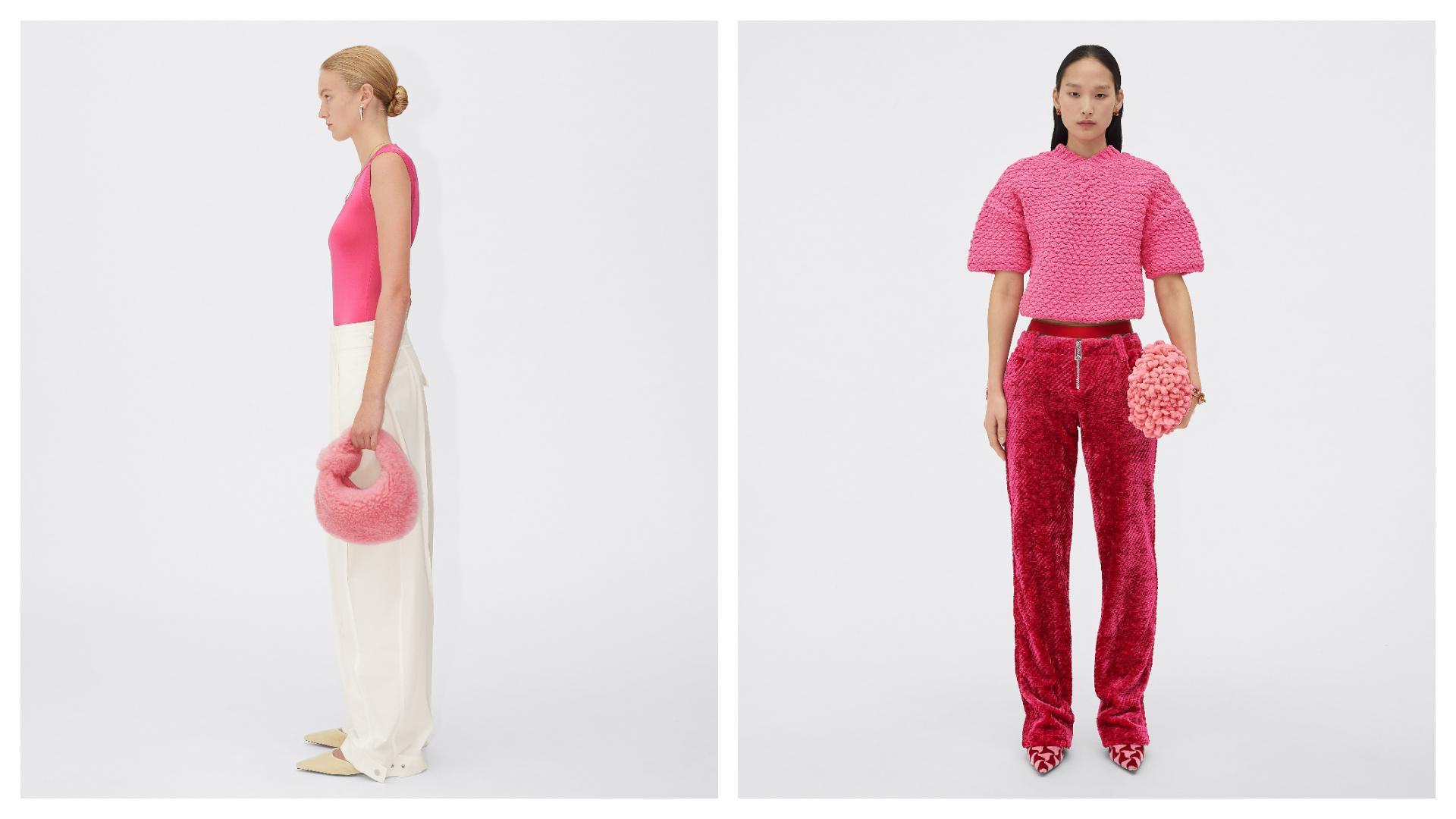 Bottega Veneta在2022年夏季推出一系列粉紅色單品,讓極簡俐落的裝扮,多了一些少女心。(Bottega Veneta提供)