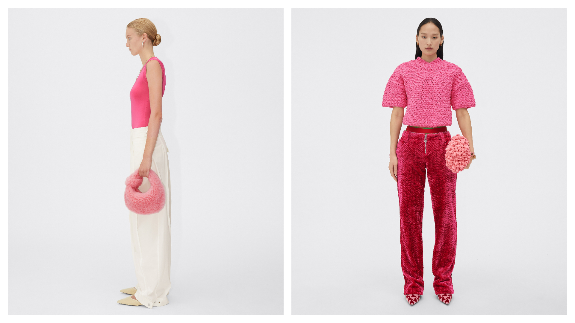 Bottega Veneta在2022年夏季推出一系列粉紅色單品，讓極簡俐落的裝扮，多了一些少女心。（Bottega Veneta提供）