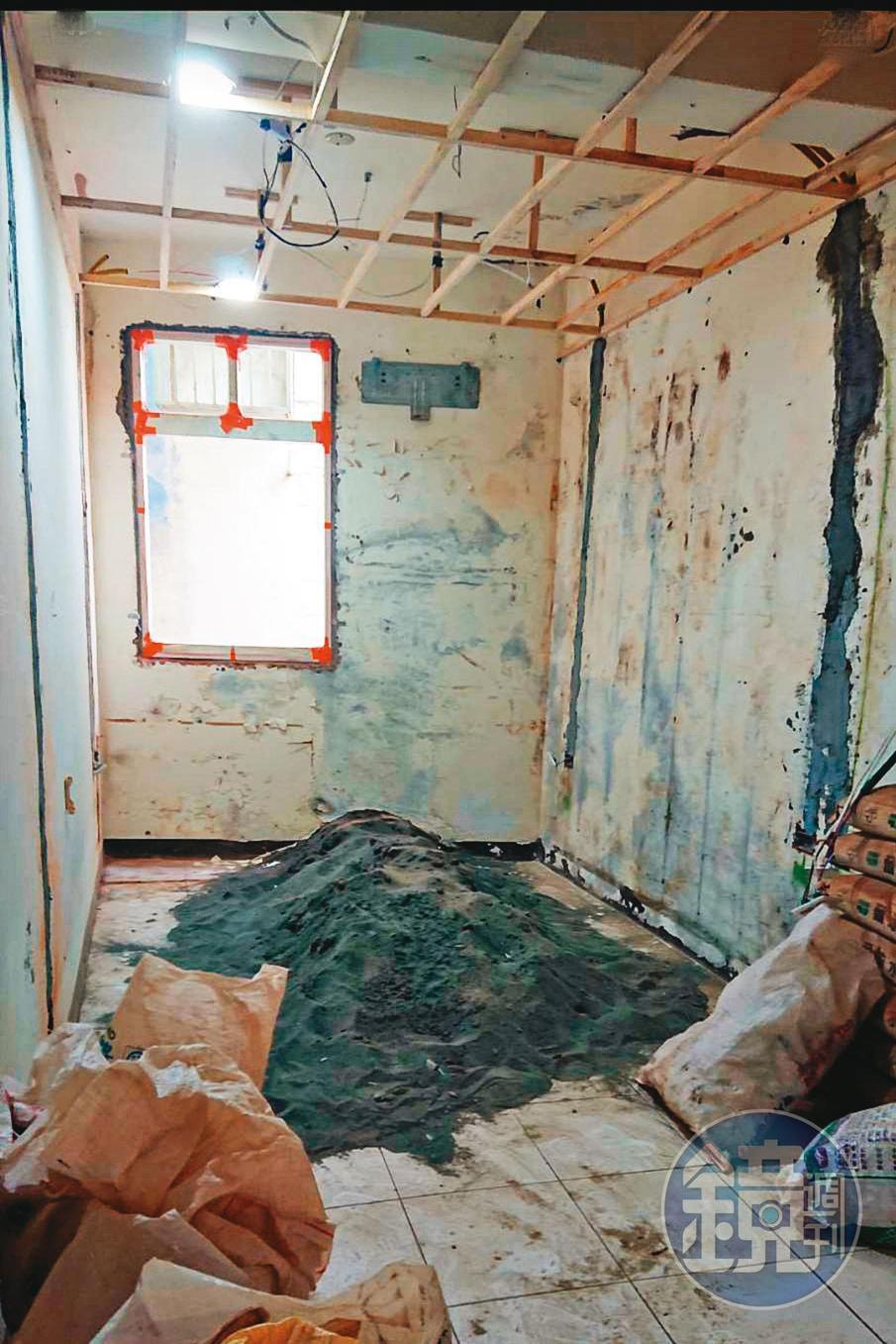 陳小姐付了約4百萬元找余忠建裝潢台中套房,房屋卻被拆到像是廢墟。(讀者提供)