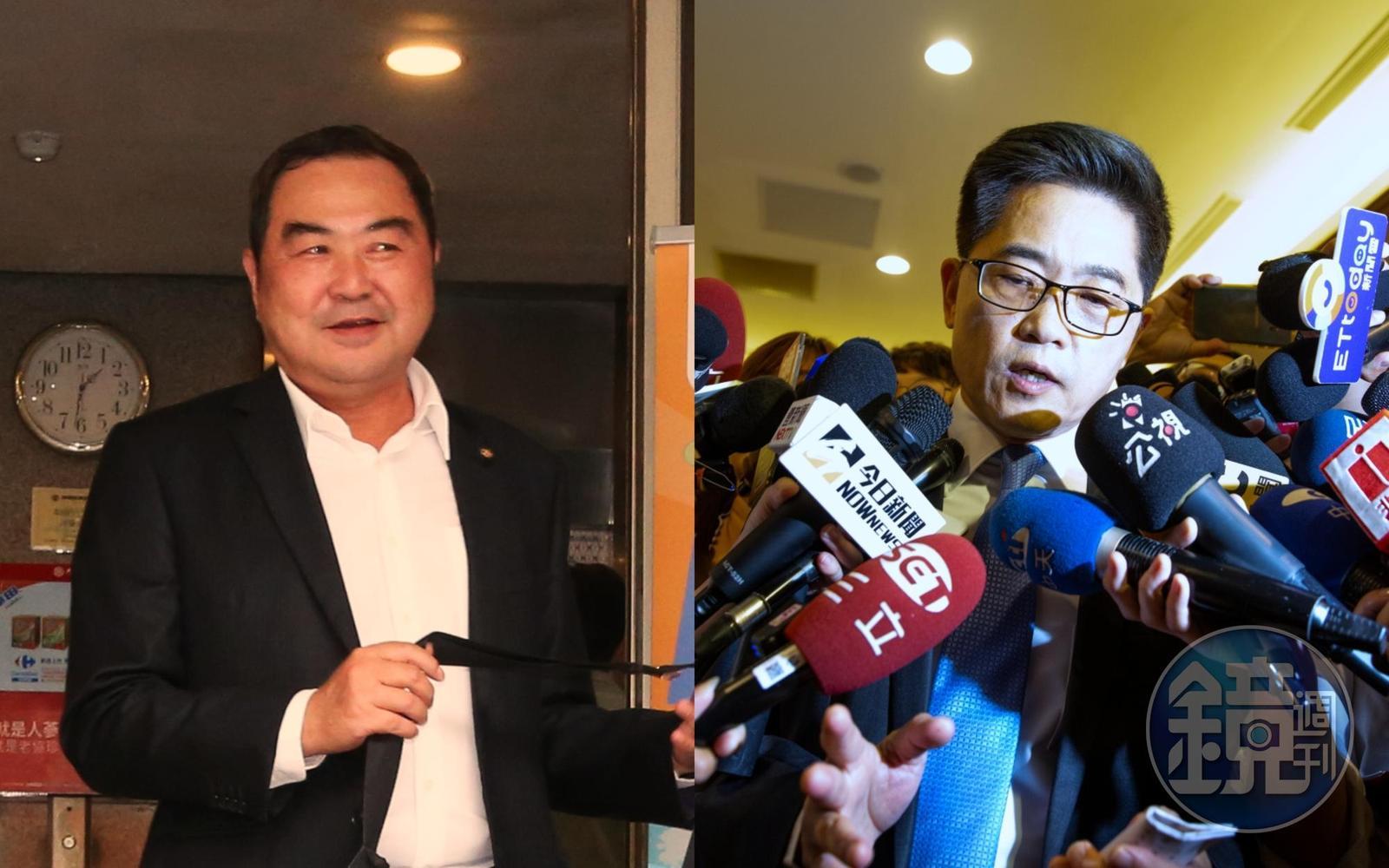 徐志榮(左)將被徵召參選苗栗縣長,但他說自己沒有意願,黃健庭(右)表示會持續溝通。(本刊資料照)