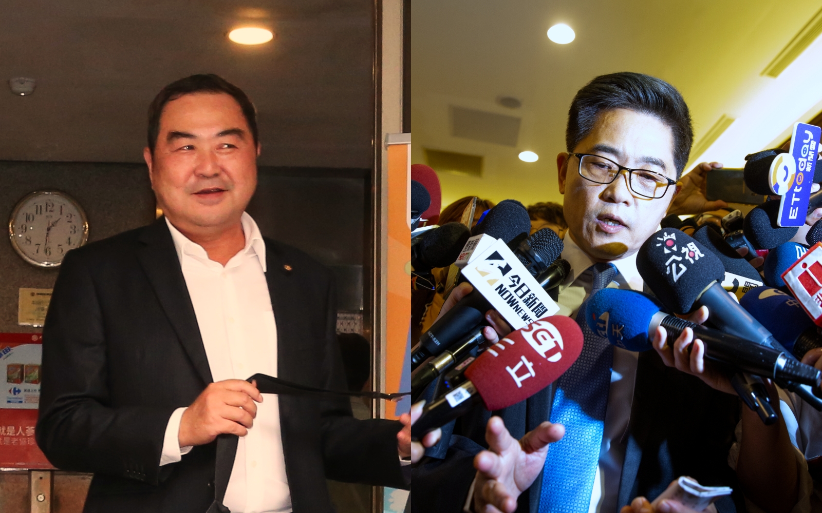 徐志榮（左）將被徵召參選苗栗縣長，但他說自己沒有意願，黃健庭（右）表示會持續溝通。（本刊資料照）